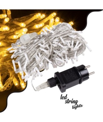 85836 Διακοσμητική Γιρλάντα 23 Μέτρα με Controller 8 Προγραμμάτων Εναλλαγών Φωτισμού - Επεκτεινόμενη 200 LED 3.6W AC 230V με Διάφανο Καλώδιο & Πρίζα Schuko Αδιάβροχη IP44 Θερμό Λευκό 3000K Μ23m